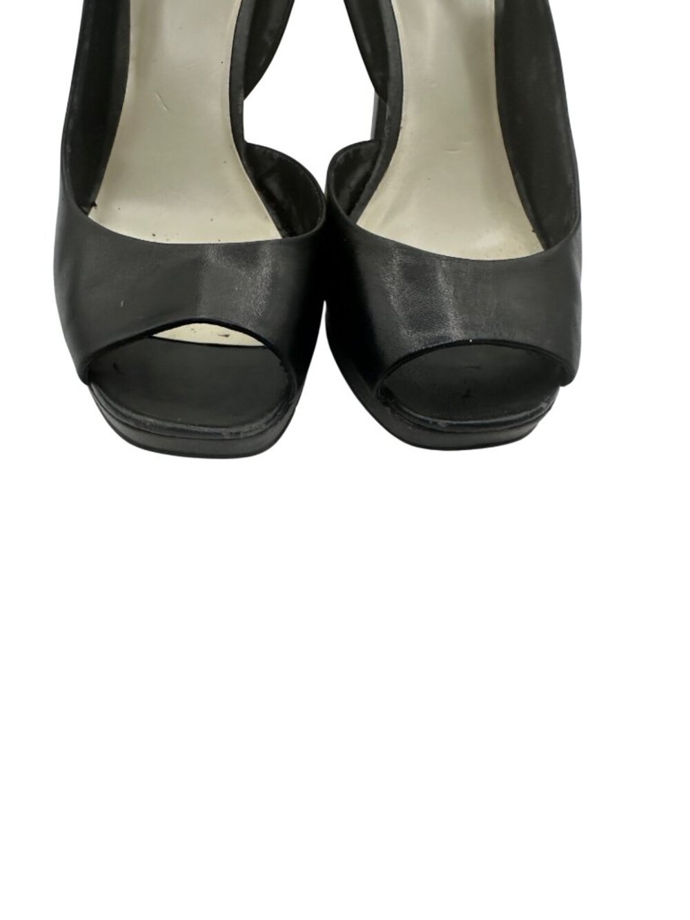 BCBGeneration Size 9.5 Leather Slip-On Design Open-Toe Mule High Heels Black - Picture 8 of 9